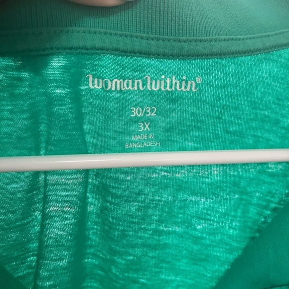 🔴 CLEARANCES LAST CALL Woman Within Teal Button-Down Shirt - Picture 2 of 4